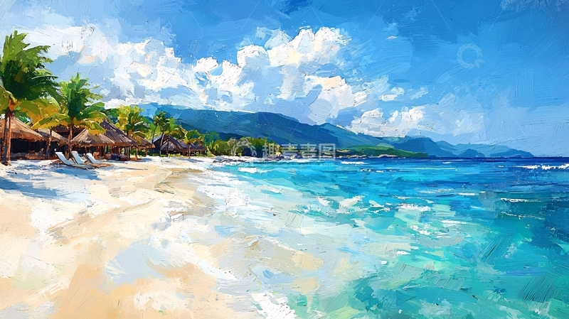 高清大图下载【趣麦麦图】热带海滩风景画