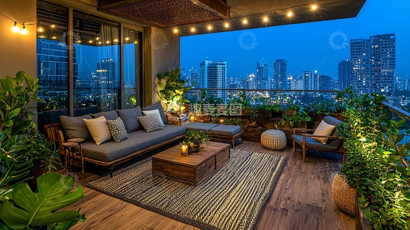 高清大图下载【趣麦麦图】夜景阳台93