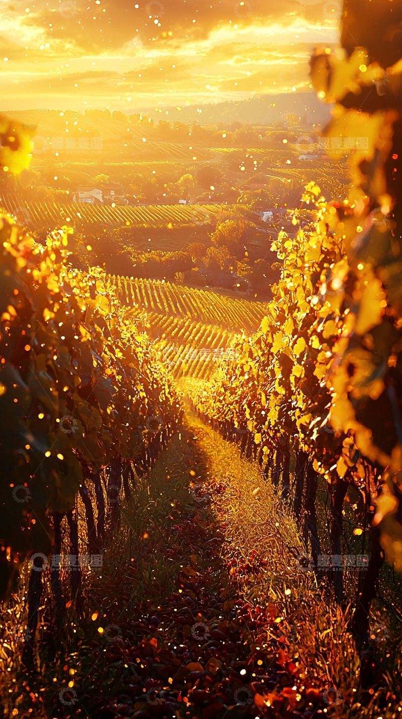 高清大图下载【趣麦麦图】金色阳光下的葡萄园