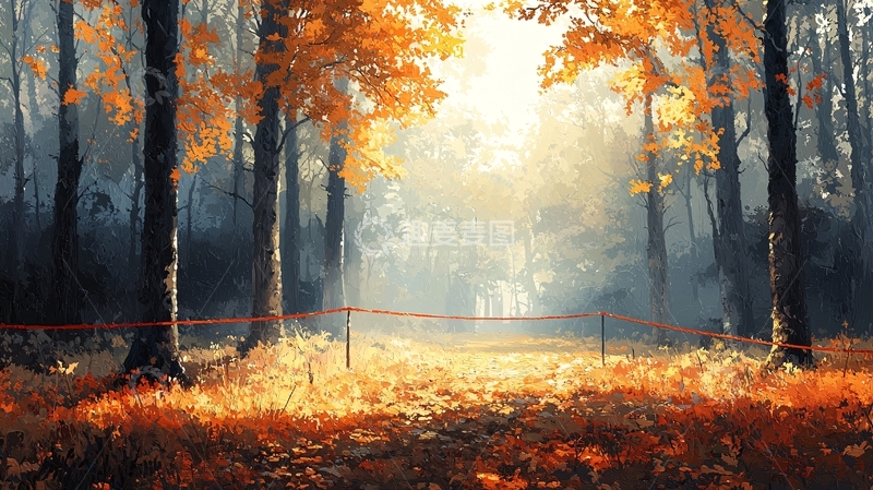 高清大图下载【趣麦麦图】秋日森林阳光透过树林