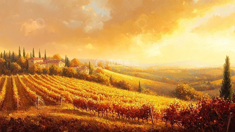 高清大图下载【趣麦麦图】金色秋日托斯卡纳田园风光
