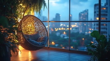 夜景阳台吊椅