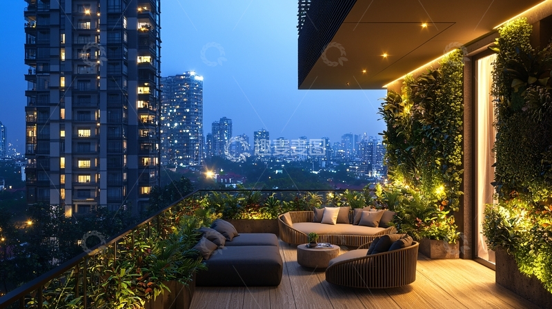 高清大图下载【趣麦麦图】夜景阳台87