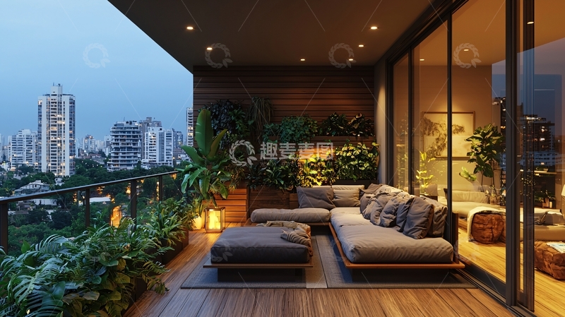 高清大图下载【趣麦麦图】夜景阳台92