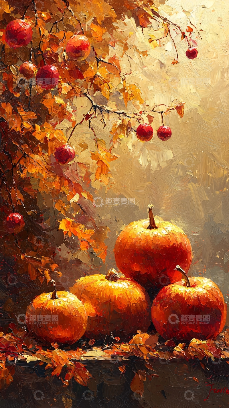 高清大图下载【趣麦麦图】秋季南瓜丰收图