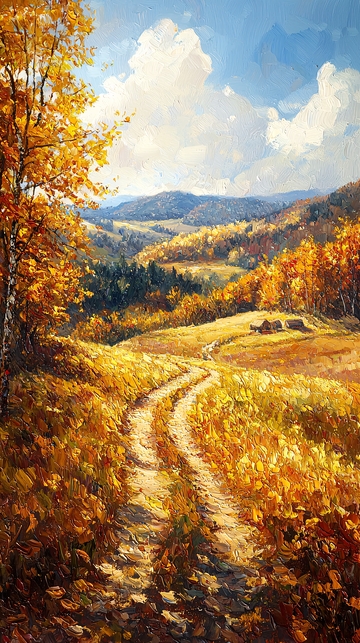 秋日乡间蜿蜒小路