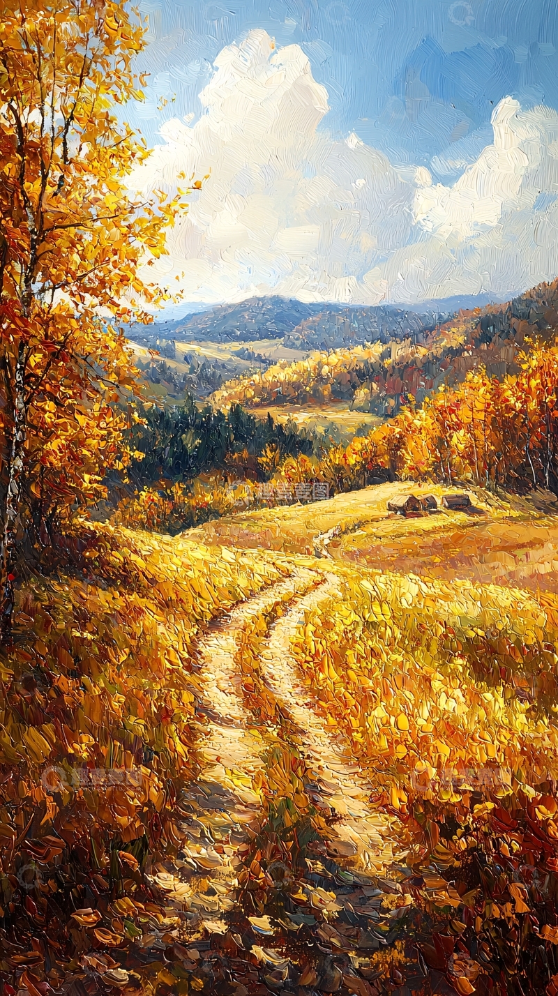 高清大图下载【趣麦麦图】秋日乡间蜿蜒小路