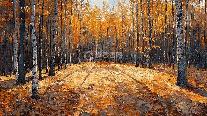 高清大图下载【趣麦麦图】秋日森林阳光洒照