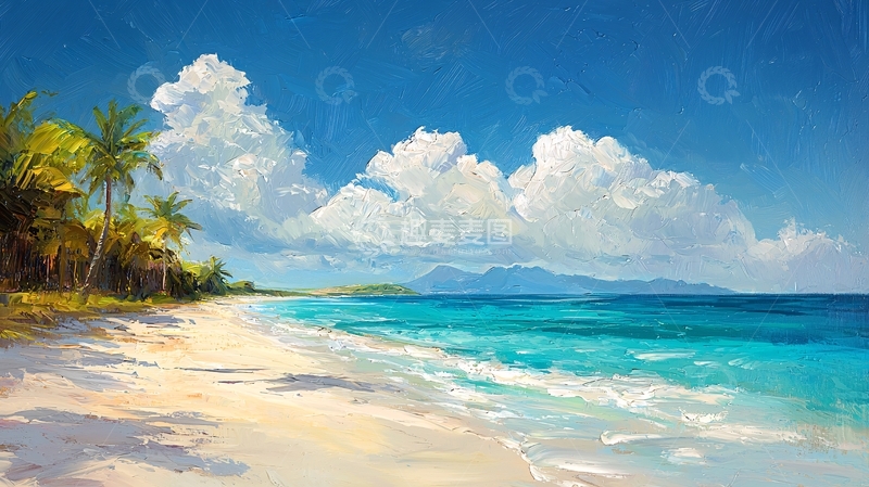 高清大图下载【趣麦麦图】热带海滩风景画