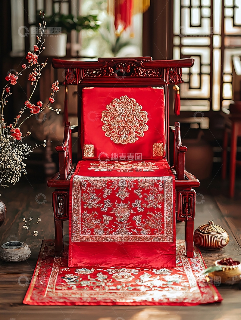 高清大图下载【趣麦麦图】喜庆中式婚房布置