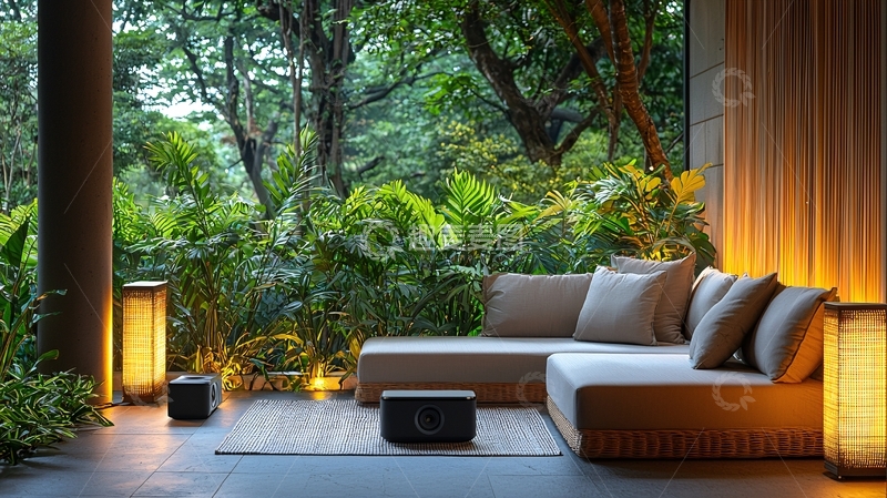高清大图下载【趣麦麦图】户外沙发与热带植物
