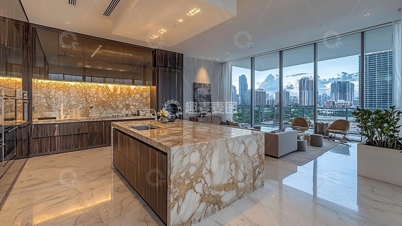 高清大图下载【趣麦麦图】现代奢华公寓厨房