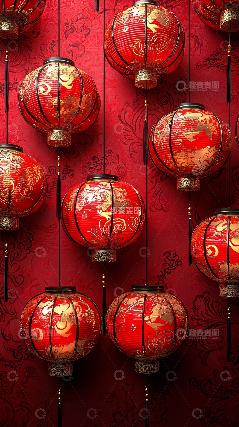 高清大图下载【趣麦麦图】红灯笼墙