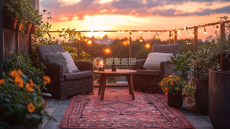 高清大图下载【趣麦麦图】阳台夜景