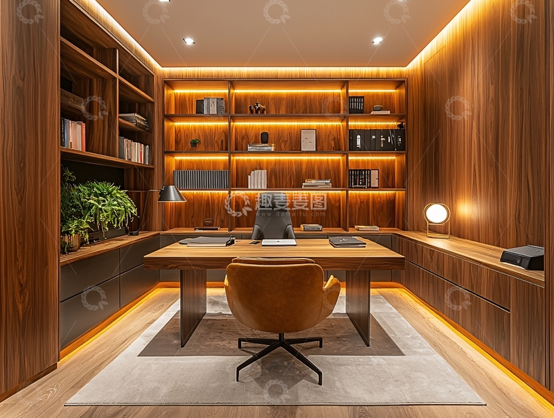 高清大图下载【趣麦麦图】高端木质书房