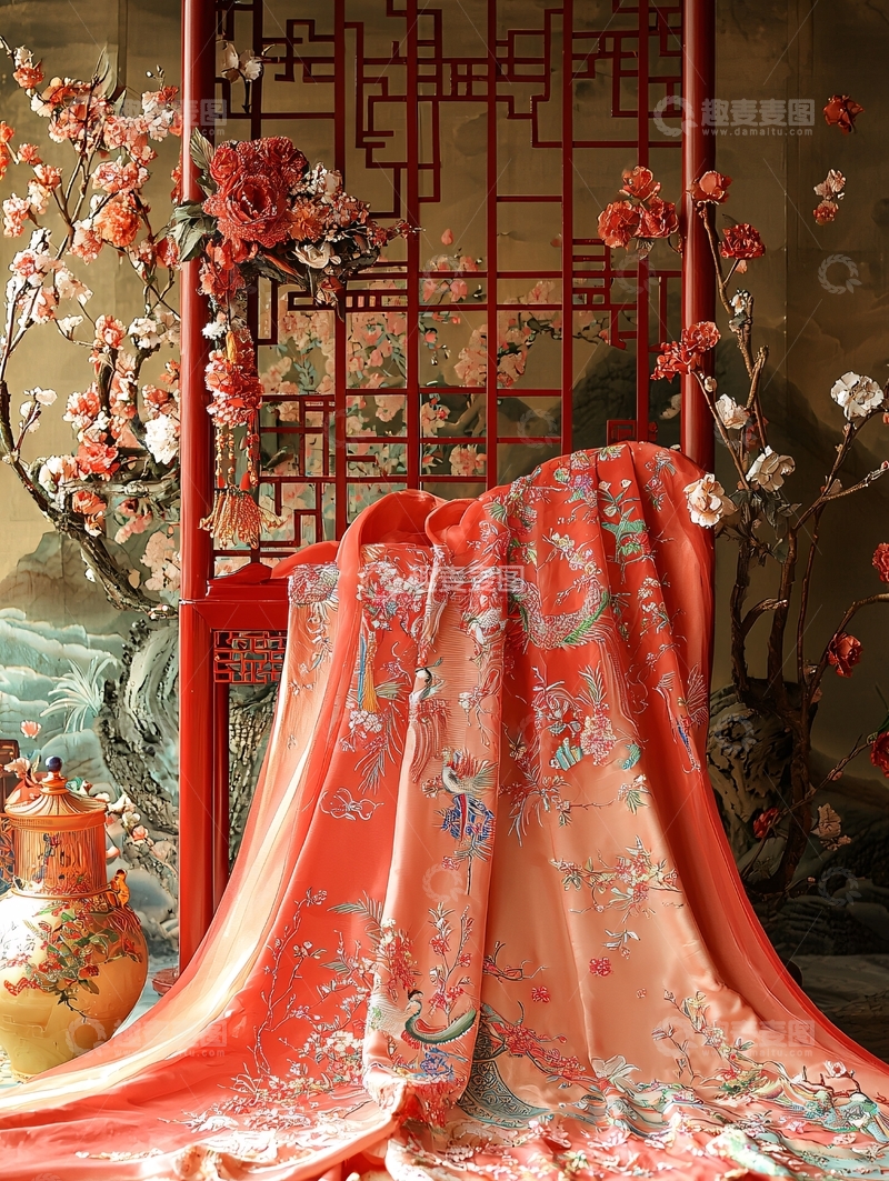 高清大图下载【趣麦麦图】-中式红绸