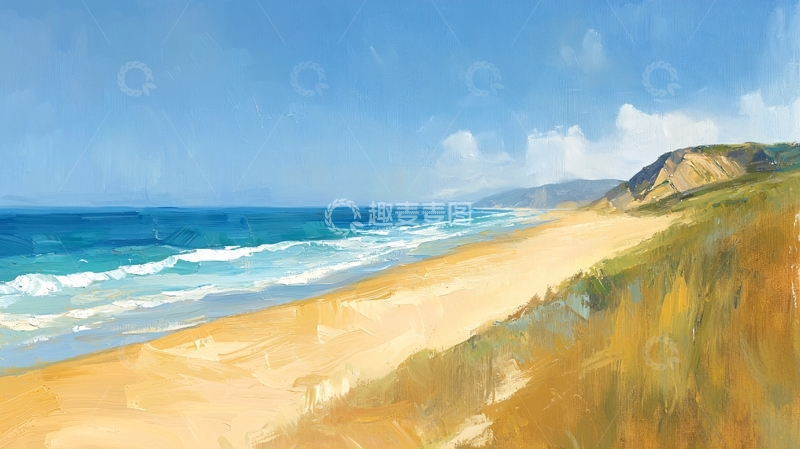 高清大图下载【趣麦麦图】阳光沙滩海浪海岸线