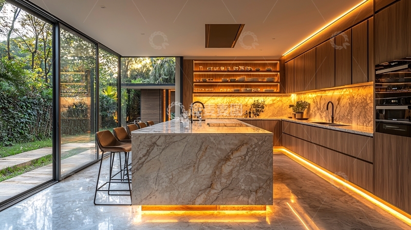 高清大图下载【趣麦麦图】现代轻奢开放式厨房