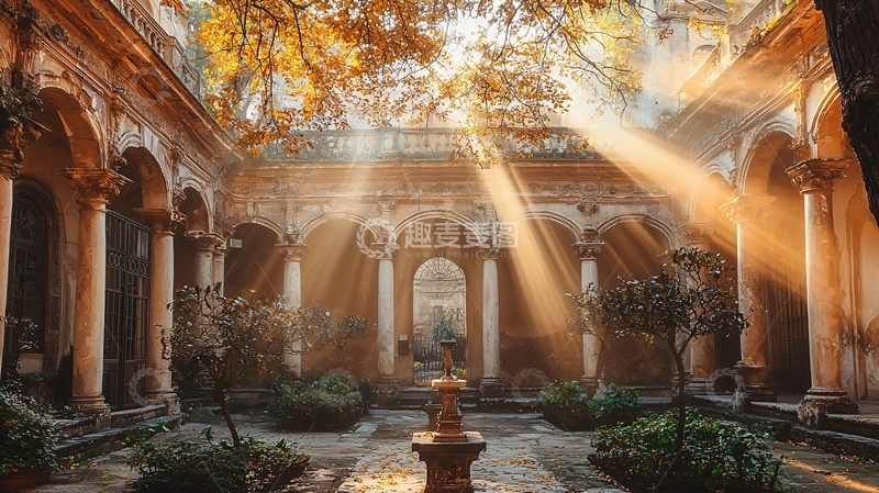 高清大图下载【趣麦麦图】阳光洒进庭院
