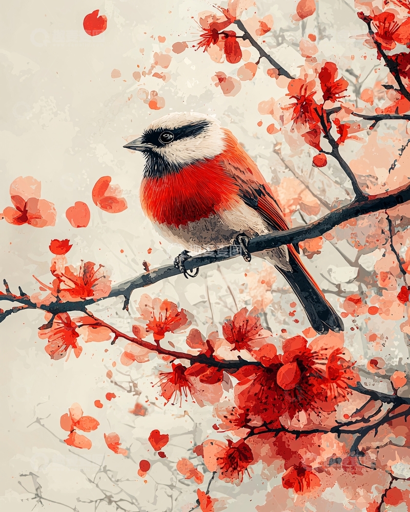 高清大图下载【趣麦麦图】红腹鸟