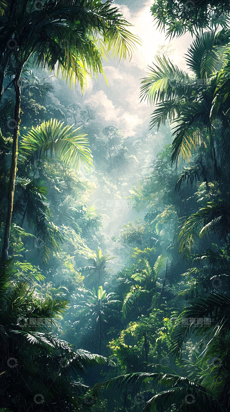 高清大图下载【趣麦麦图】热带雨林深处的光线