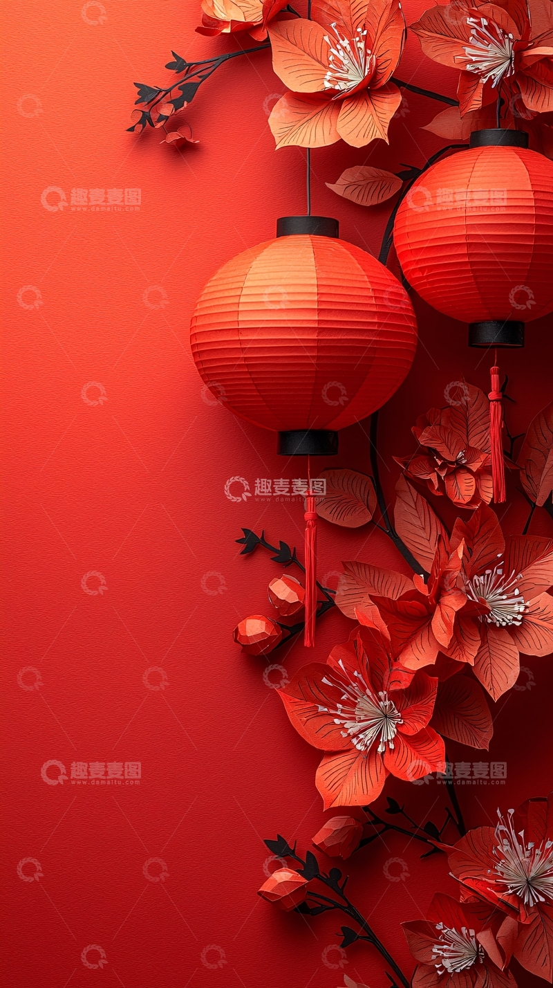 高清大图下载【趣麦麦图】红色背景