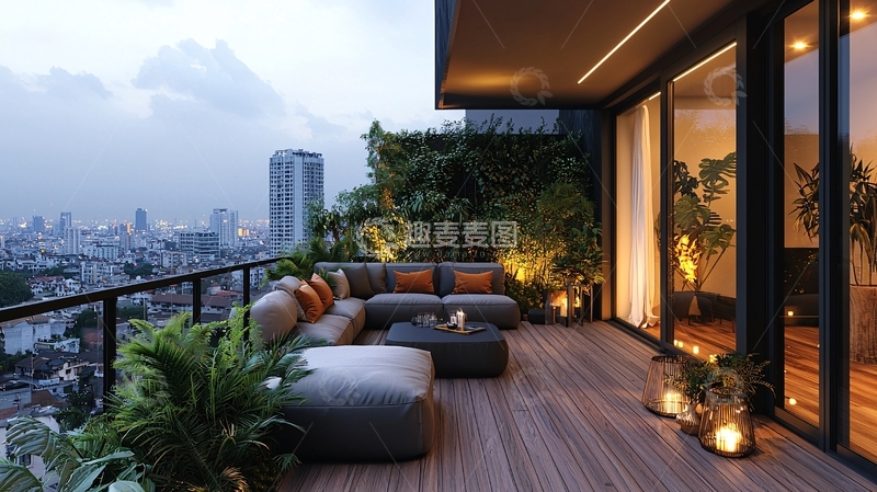 高清大图下载【趣麦麦图】夜景阳台96