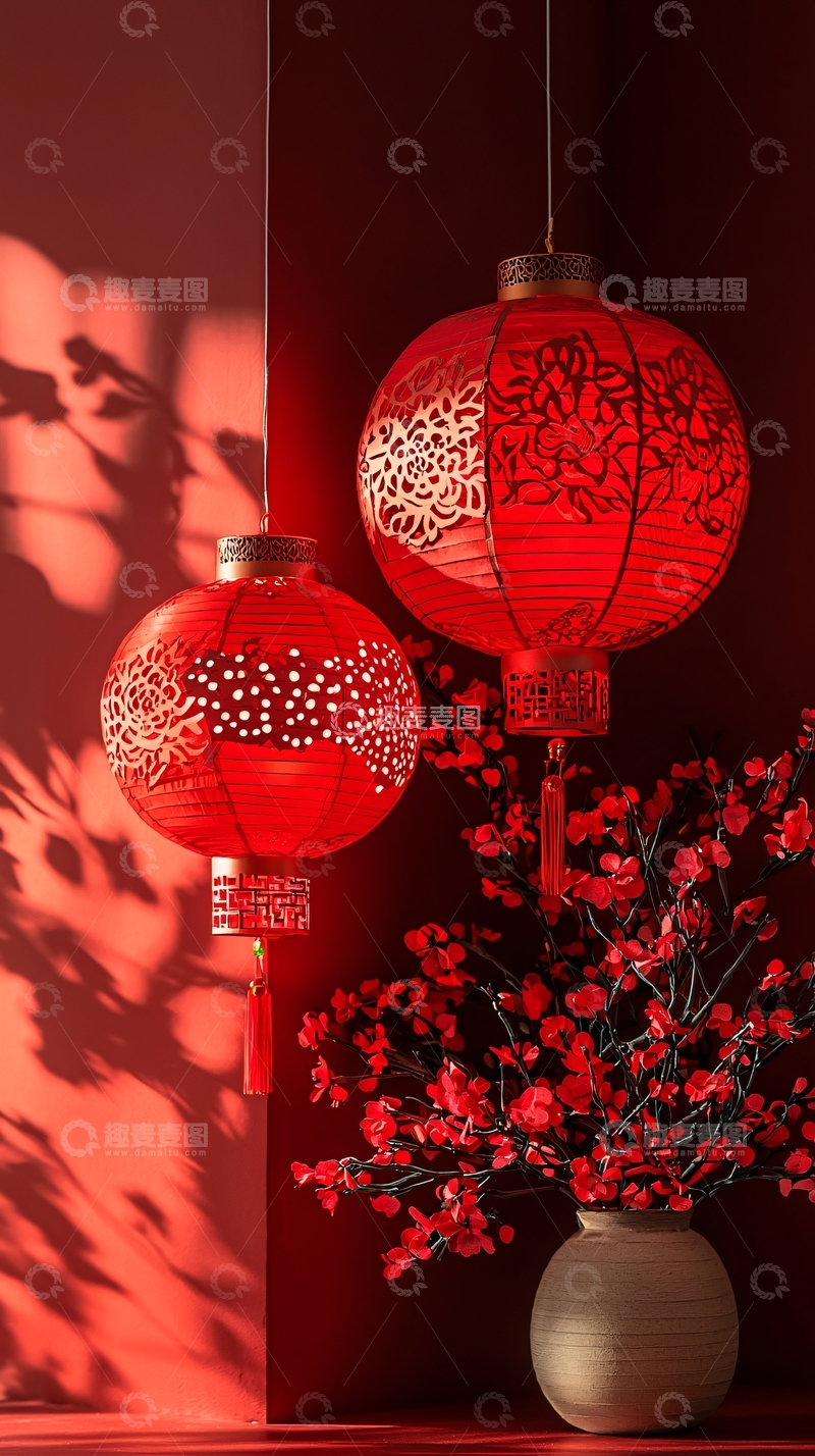 高清大图下载【趣麦麦图】红色中国灯笼