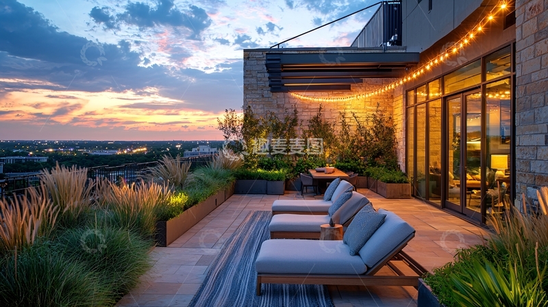 高清大图下载【趣麦麦图】高端住宅顶层露台