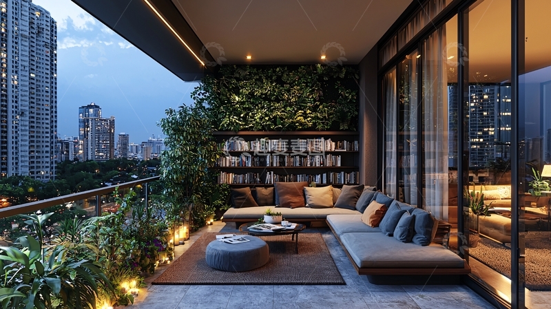 高清大图下载【趣麦麦图】现代都市夜景阳台