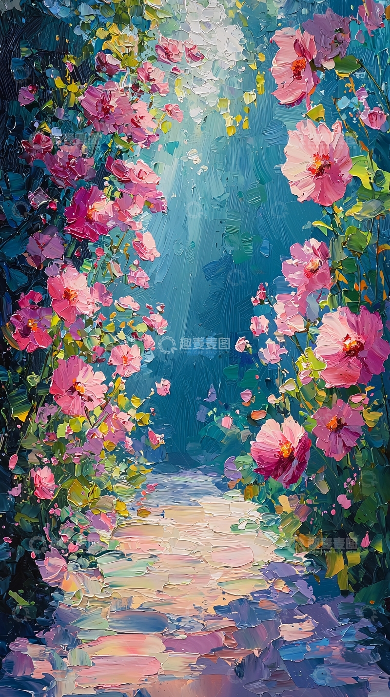 高清大图下载【趣麦麦图】梦幻粉色花路