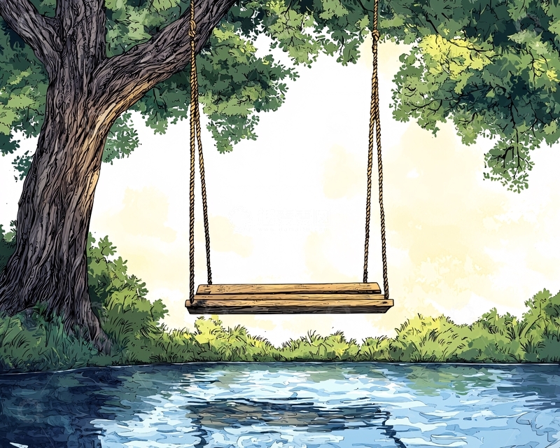 高清大图下载【趣麦麦图】树下秋千