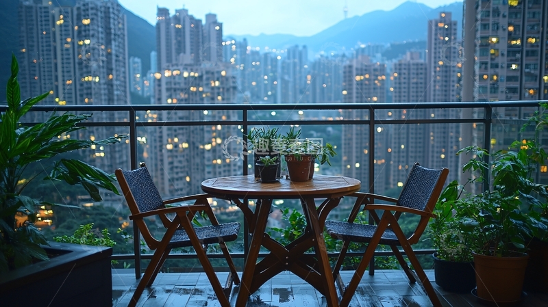 高清大图下载【趣麦麦图】阳台夜景