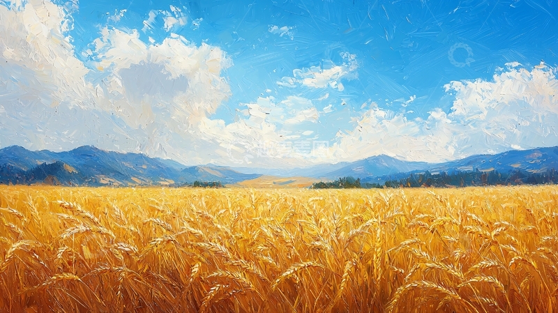 高清大图下载【趣麦麦图】金黄麦田蓝天白云