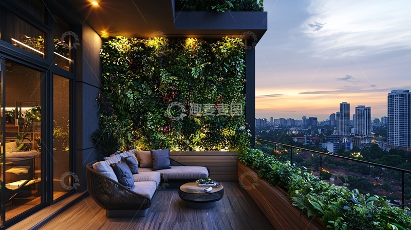 高清大图下载【趣麦麦图】高层公寓阳台夜景