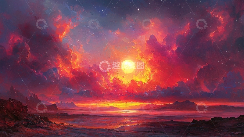高清大图下载【趣麦麦图】燃烧的日落