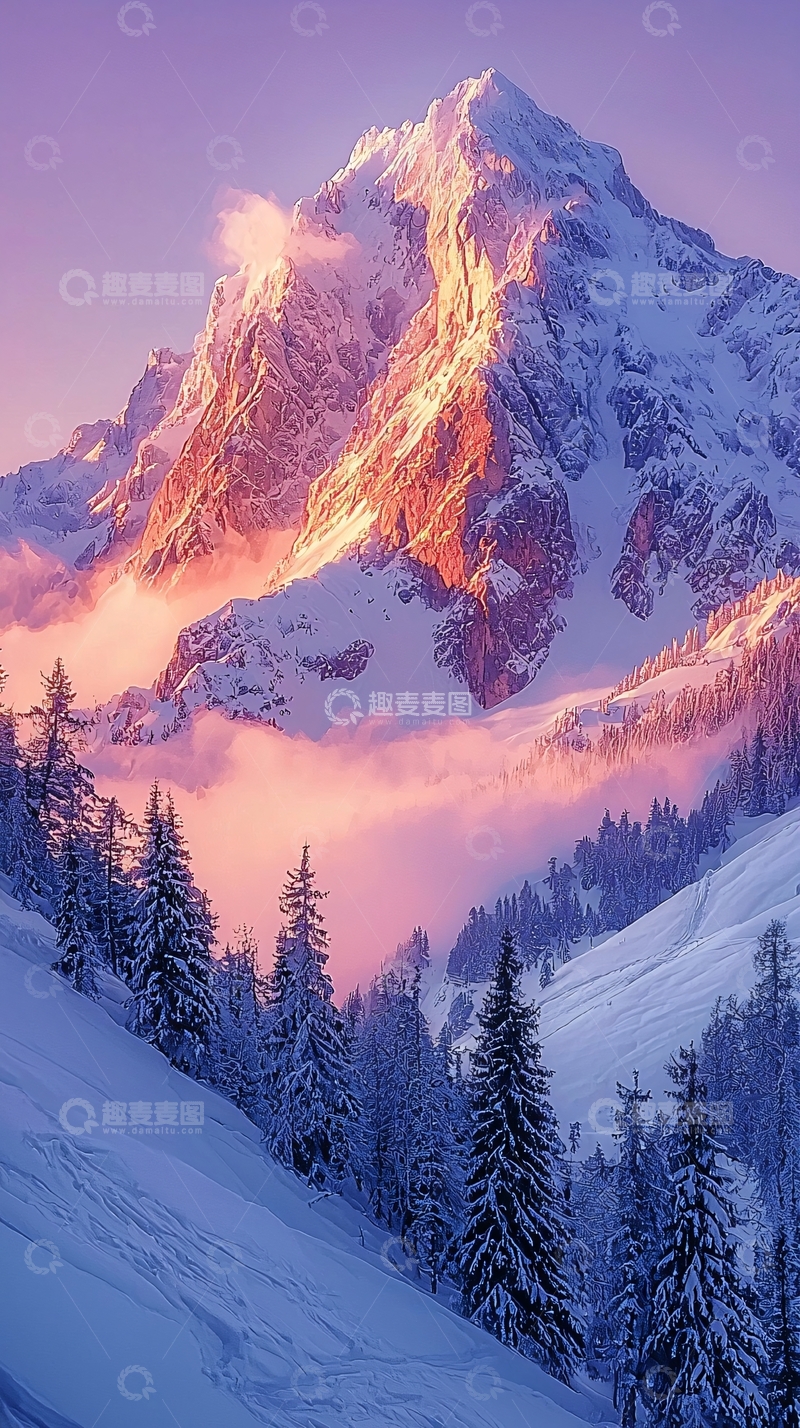 高清大图下载【趣麦麦图】雪山日出71