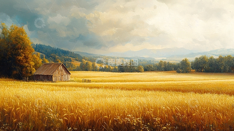 高清大图下载【趣麦麦图】秋收时节的金色麦田