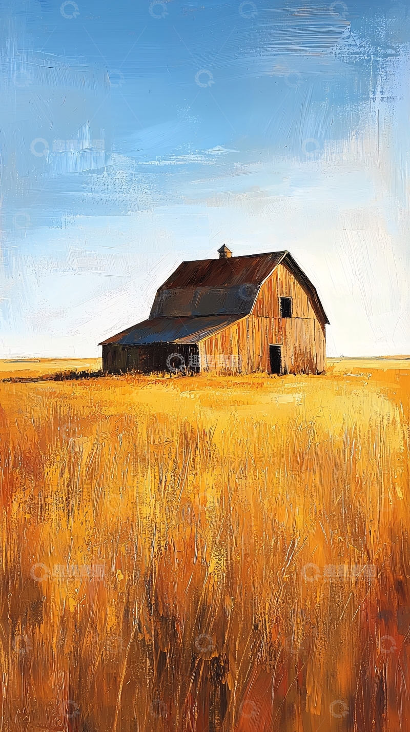 高清大图下载【趣麦麦图】田野里孤独的旧谷仓