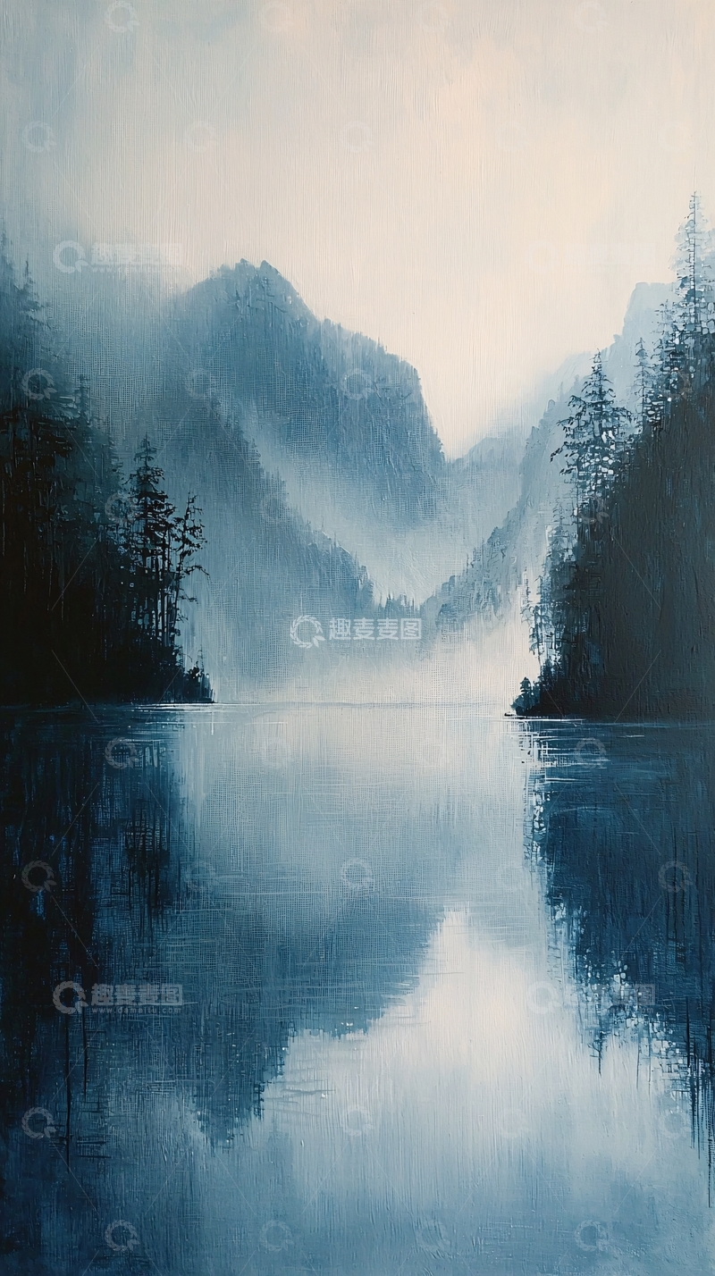 高清大图下载【趣麦麦图】静谧湖泊山峦倒影