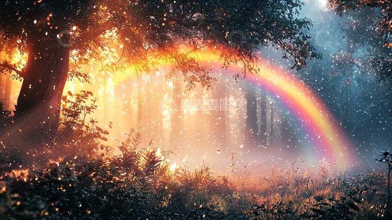 高清大图下载【趣麦麦图】森林大火彩虹奇观