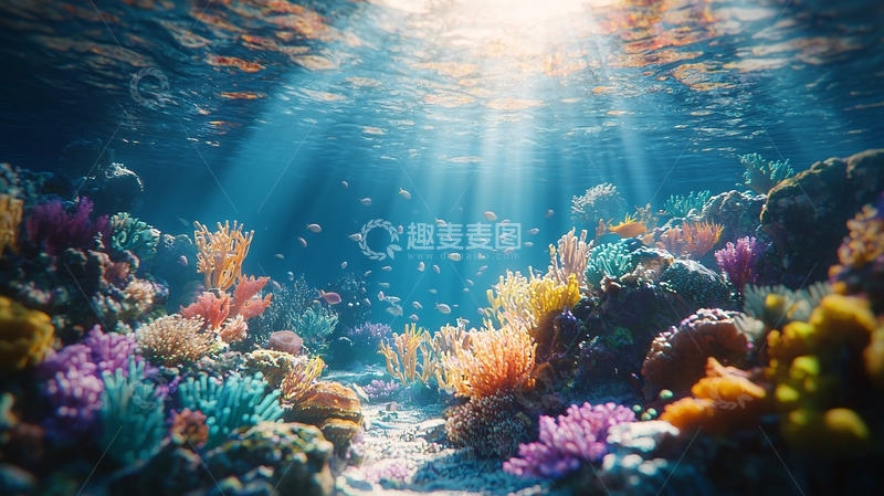 高清大图下载【趣麦麦图】阳光照射下的珊瑚礁