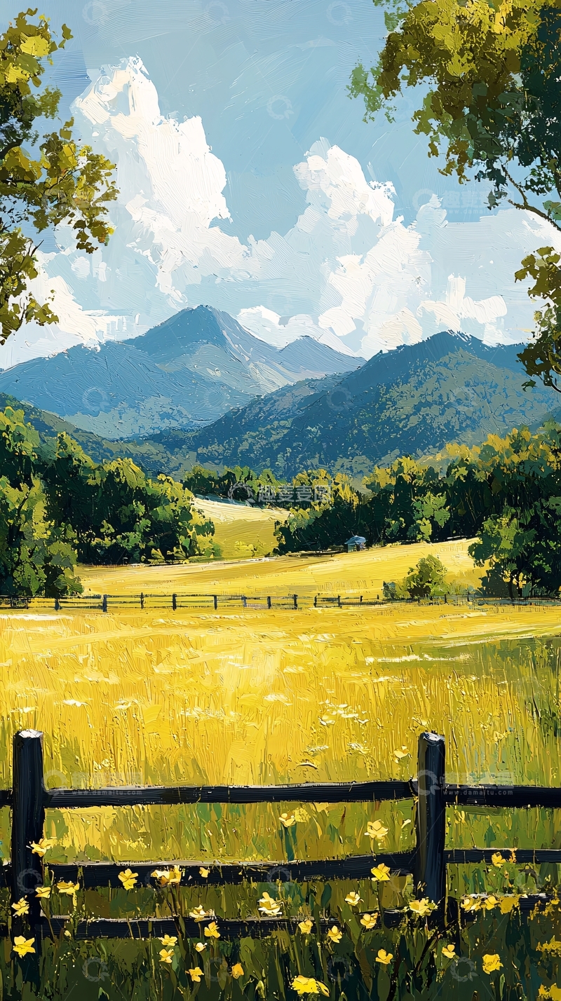 高清大图下载【趣麦麦图】阳光明媚的田园牧歌风光