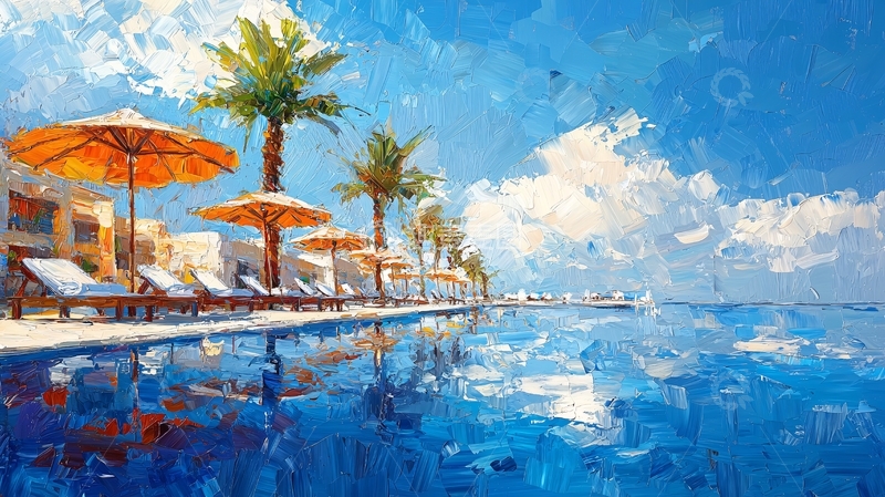 高清大图下载【趣麦麦图】热带海滩度假村泳池