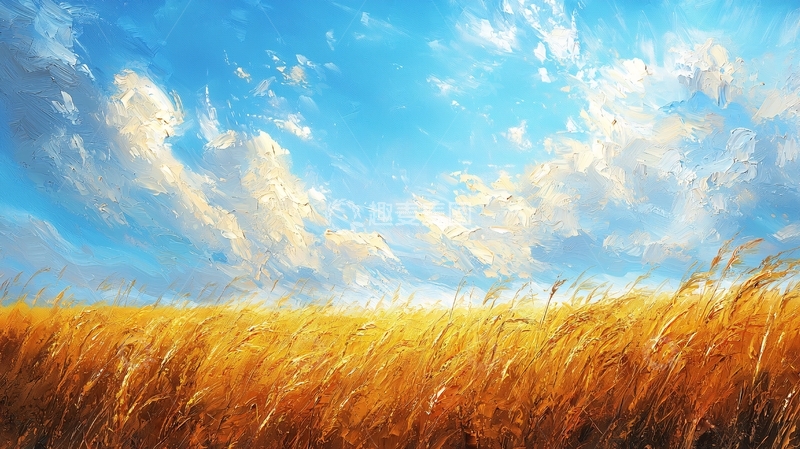 高清大图下载【趣麦麦图】金黄麦田蓝天白云