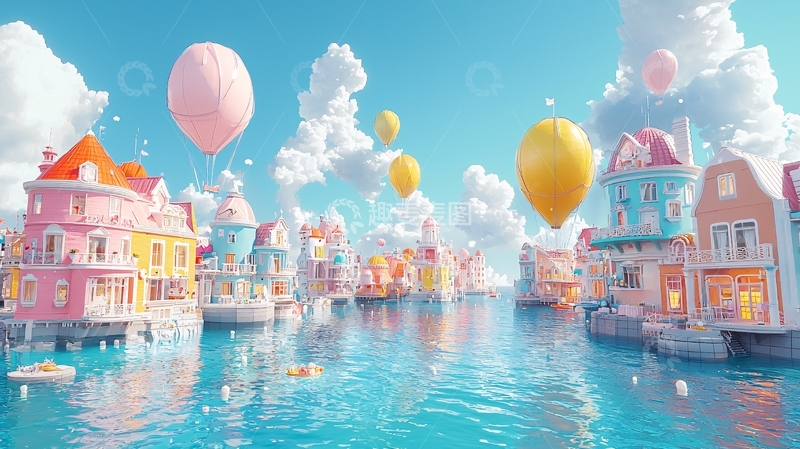 高清大图下载【趣麦麦图】彩色童话小镇