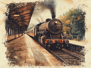 蒸汽火车在站台上