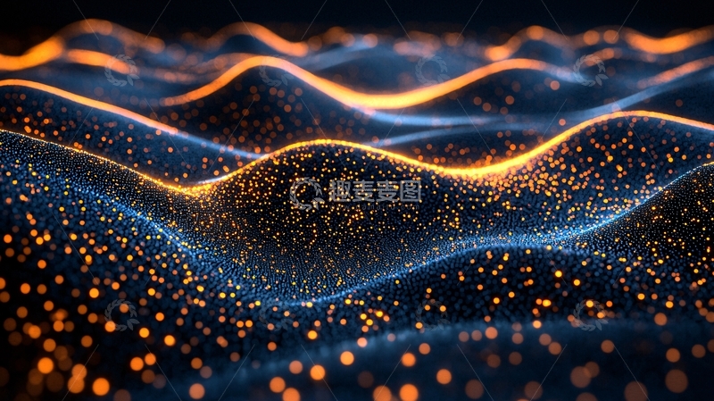 高清大图下载【趣麦麦图】金色蓝色颗粒波浪