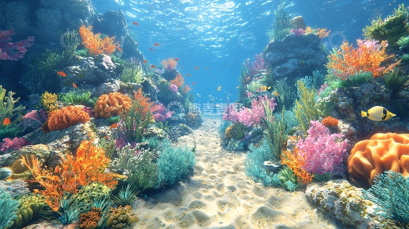 高清大图下载【趣麦麦图】阳光照射下的珊瑚礁