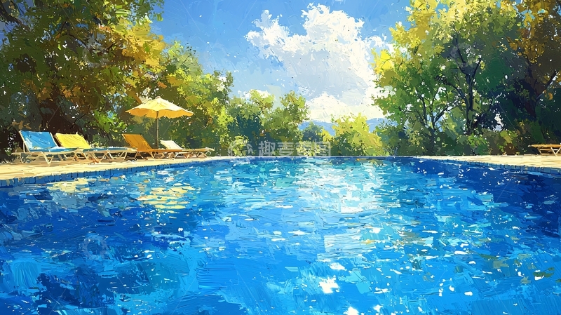 高清大图下载【趣麦麦图】阳光下的泳池